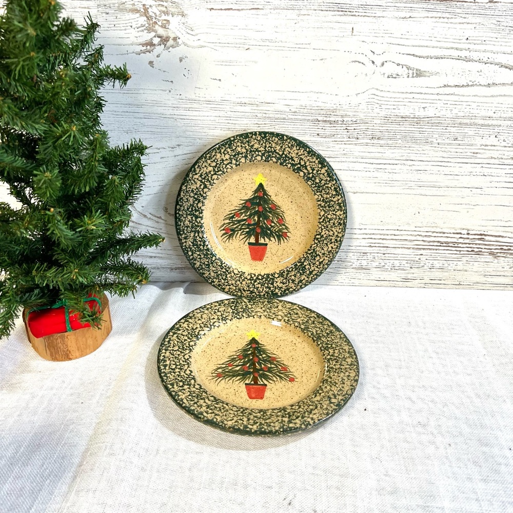 Three rivers pottery plates Christmas decor holiday gift
